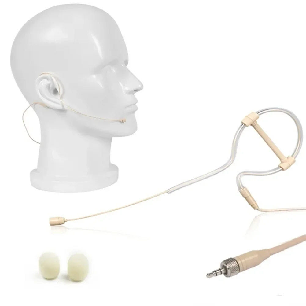 Single Earhook Headset Microphone Omnidirectional Condenser Cartridge Headworn Mic For Wireless 3.5mm