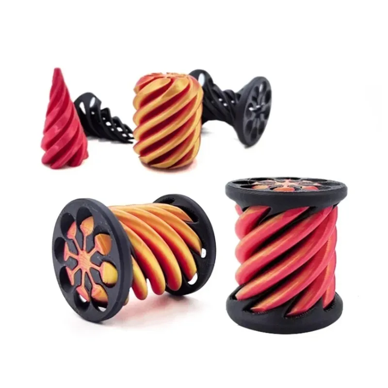 3D Printed Spiral Cone Toy Impossible Pyramid Passthrough Sculpture Pass Through Pyramid Fidget Toy Mini Vortex Thread Illusion