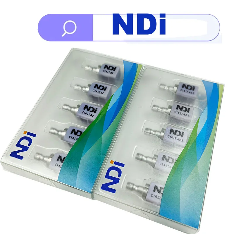 NDI Lithium Disilicate C14 Dental Glass Ceramic Blocks LT/HT 5Pcs/Box Veneer Inlays Crowns Material for CAD CAM