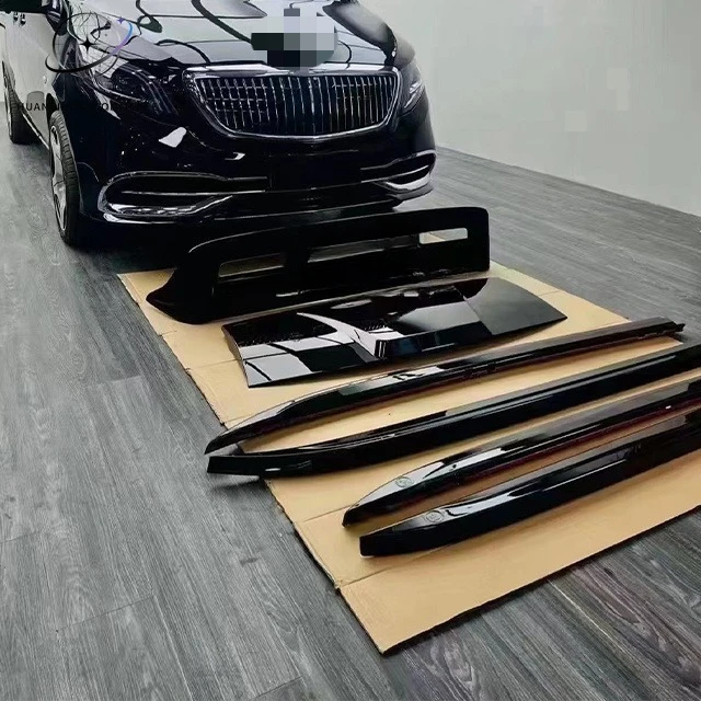 FUMING Mercedes V-Class Vito Luxury Geometric Design PVC High Roof Tailgate with LED Lights Rear Step BarFactory Direct Sale