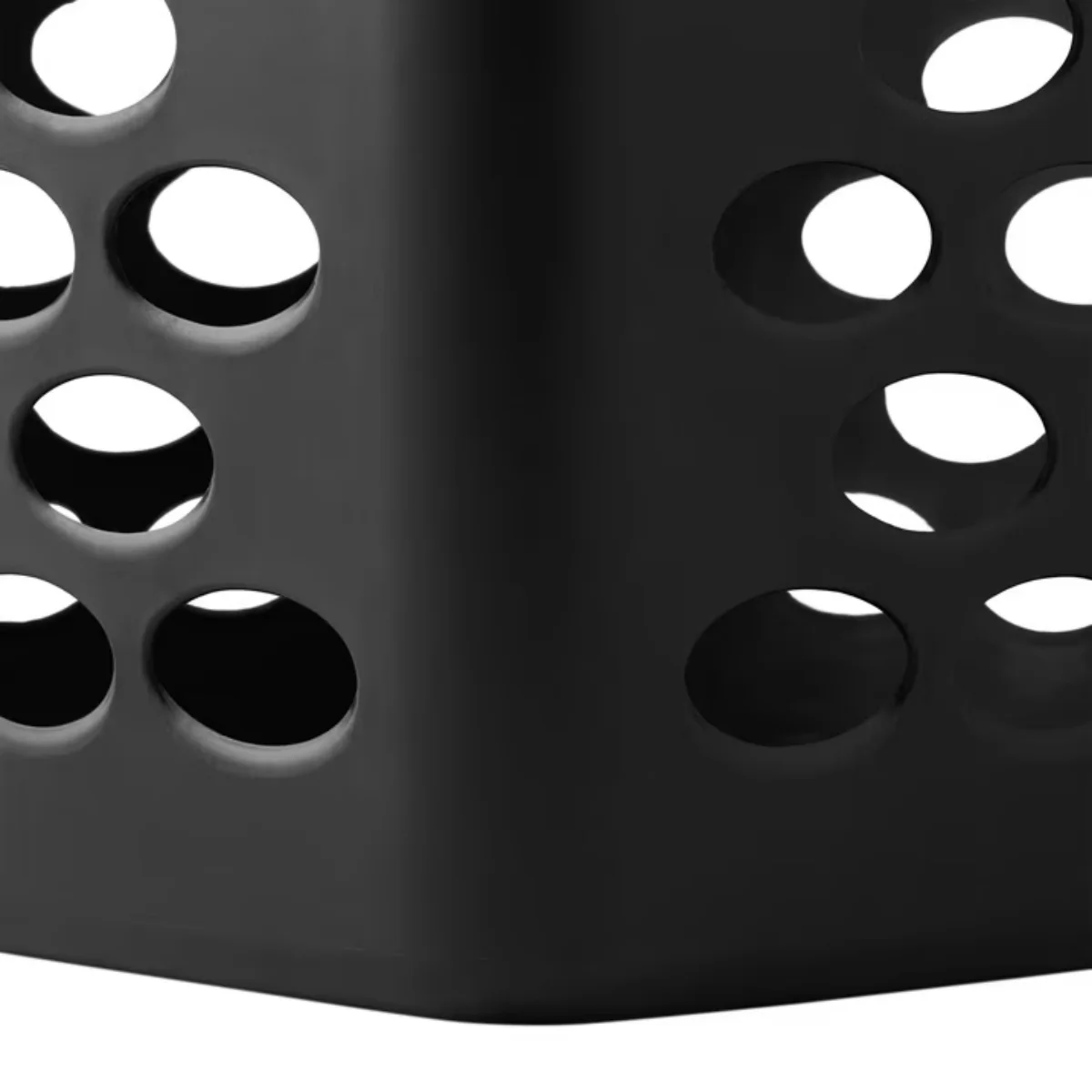 (3 Pack) Flexible Square Laundry Hamper, Black Plastic