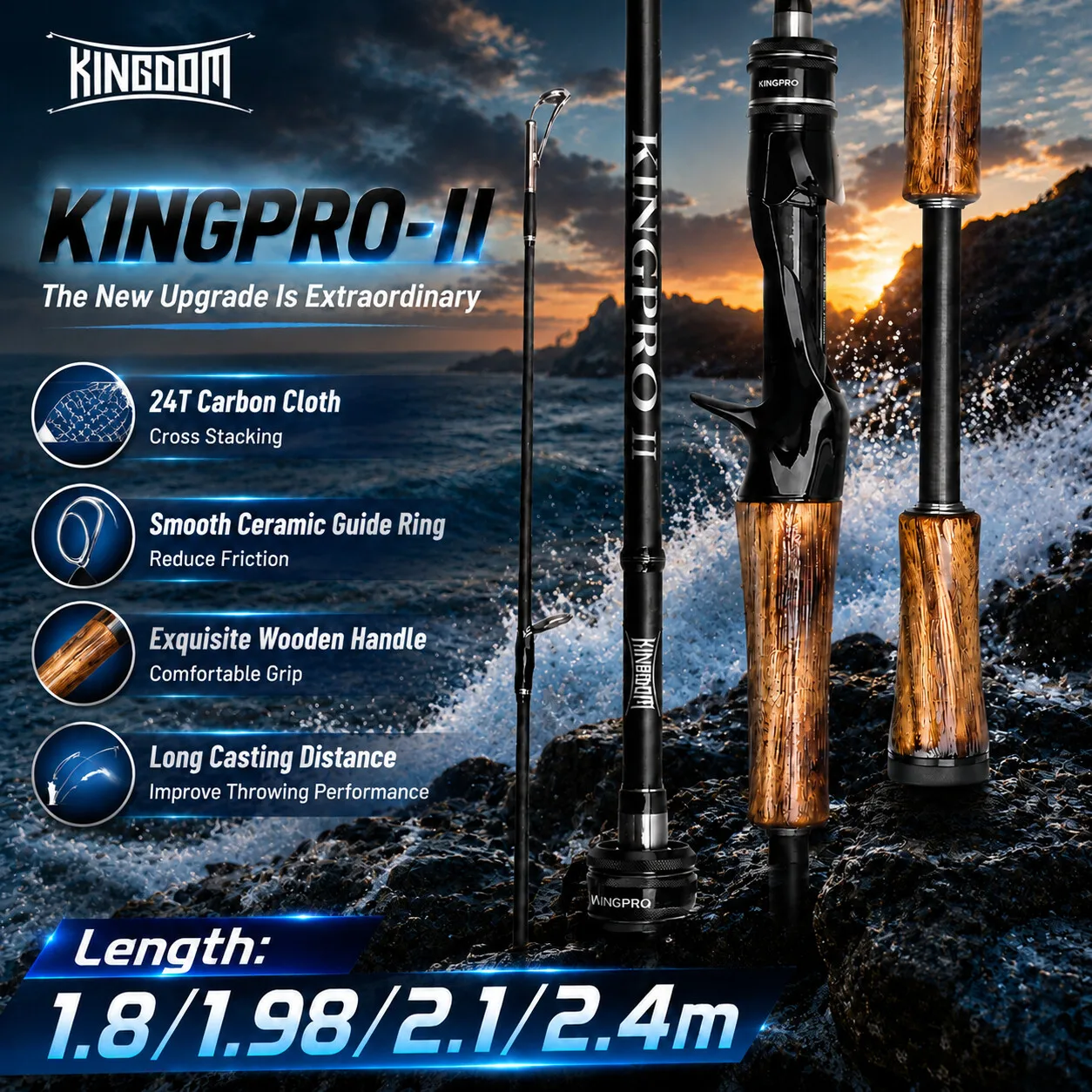Kastking Reel Zephyr - Kingdom Kingpro II Wędka spinningowa 1,8