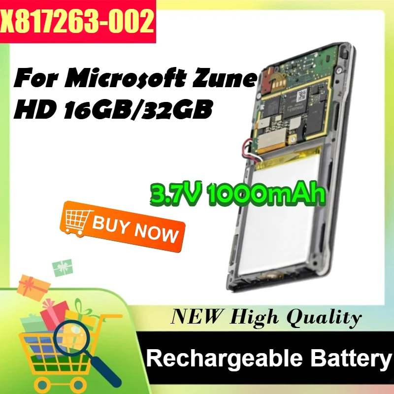 

For Microsoft Zune HD 16GB/32GB X817263-002 3.7V 1000mAh Portable Media Player MP3 MP4 Battery