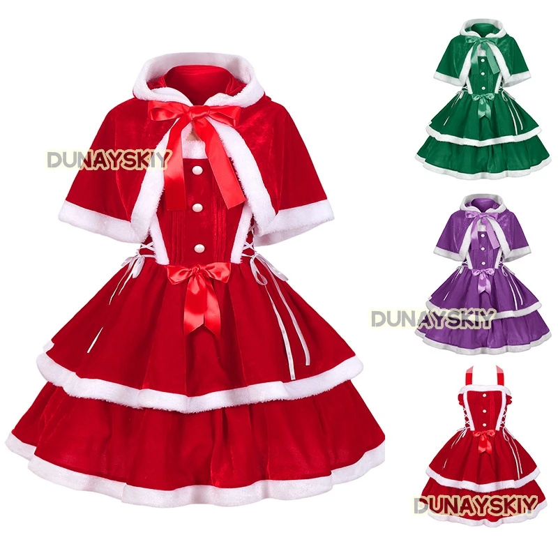 

New Christmas 2025 Costume Uniform Seductive Sexy Maid Clothes Cosplay New Year Christmas Costume 3Colors Shaggy Winter Dress