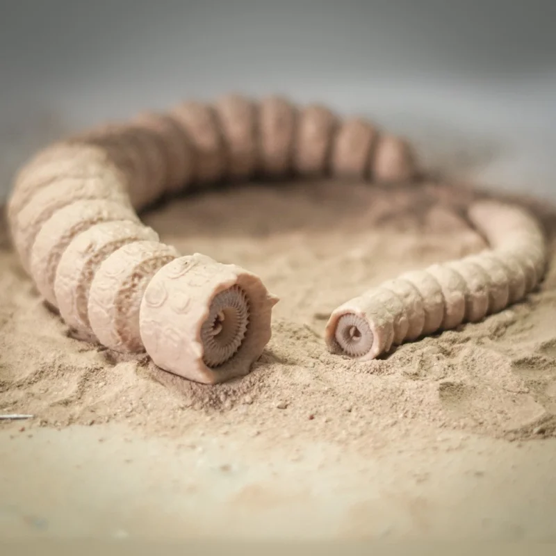 Creative collection, NEW 3D printed 14cm sandworm model with movable joints, desktop decoration, animal models, holiday gifts