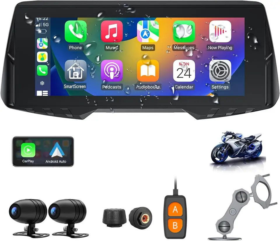 Spedal CL876 6.86 Inch Motorcycle CarPlay GPS 1080P Dual Cameras