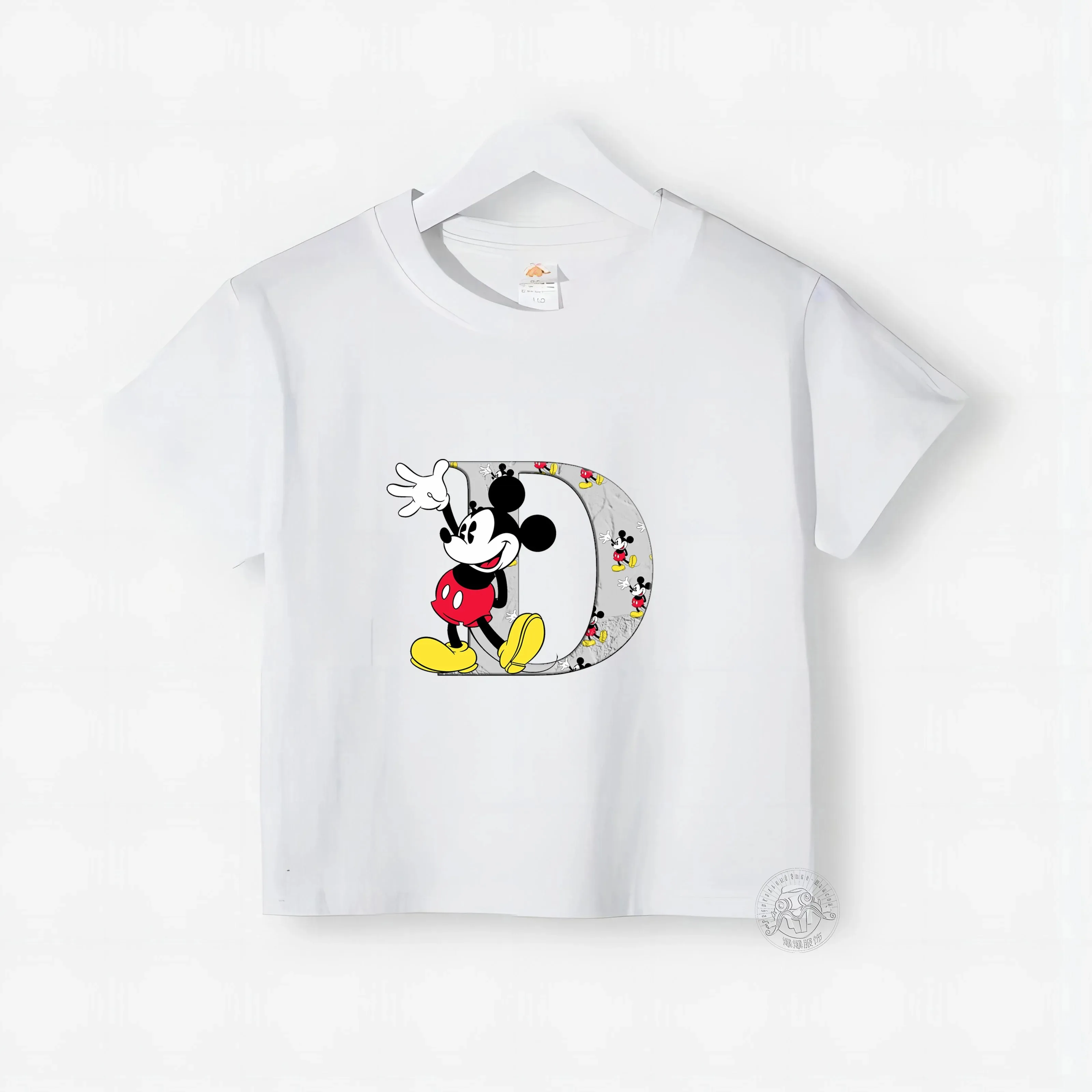 Disney Mickey Minnie Fashion Simple Cotton T-shirt Comfortable crew neck Short sleeve top Cotton T-shirt for boys and girls