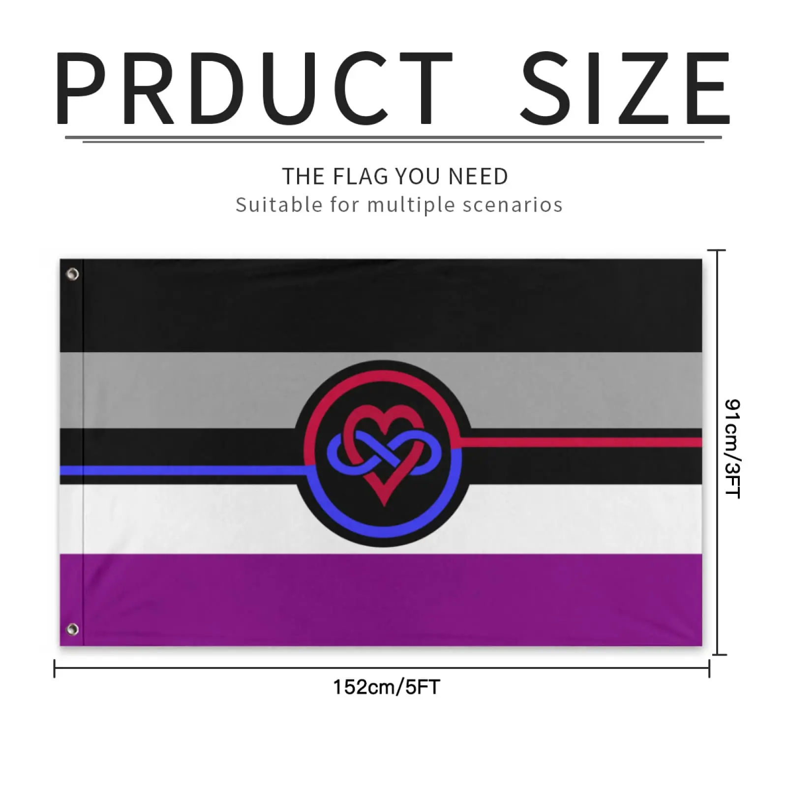 Flagnshow 100% Polyester Asexual Polyamory Pride Flag