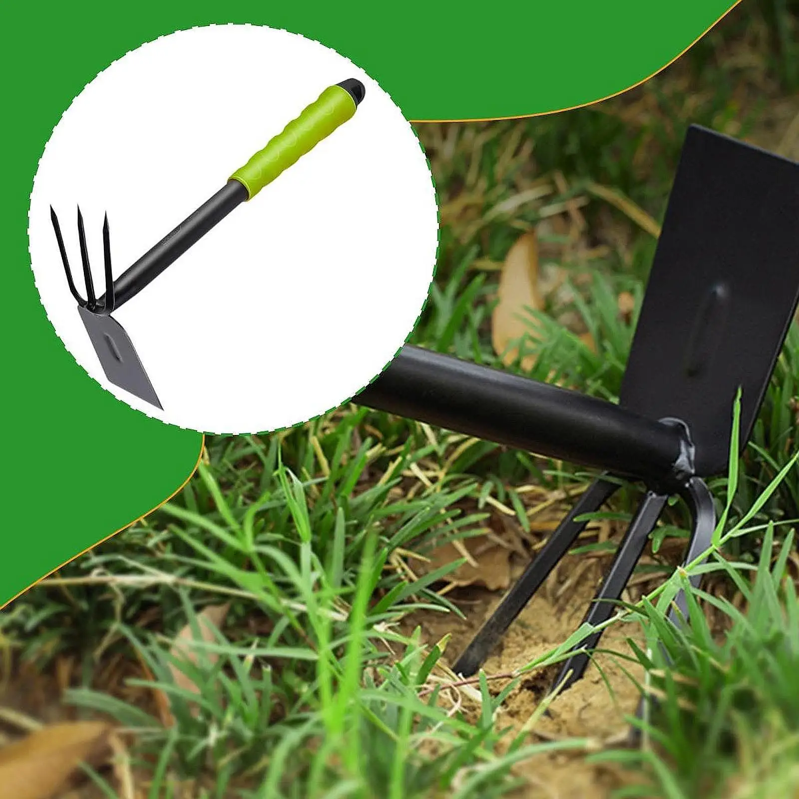 

Мотыга и культиватор 2 в 1, ручная мотыга с двойной головкой, рубилизатор, ручной инструмент, садовые грабли для копания газона, посадки, рыхления почвы, выращивания почвы