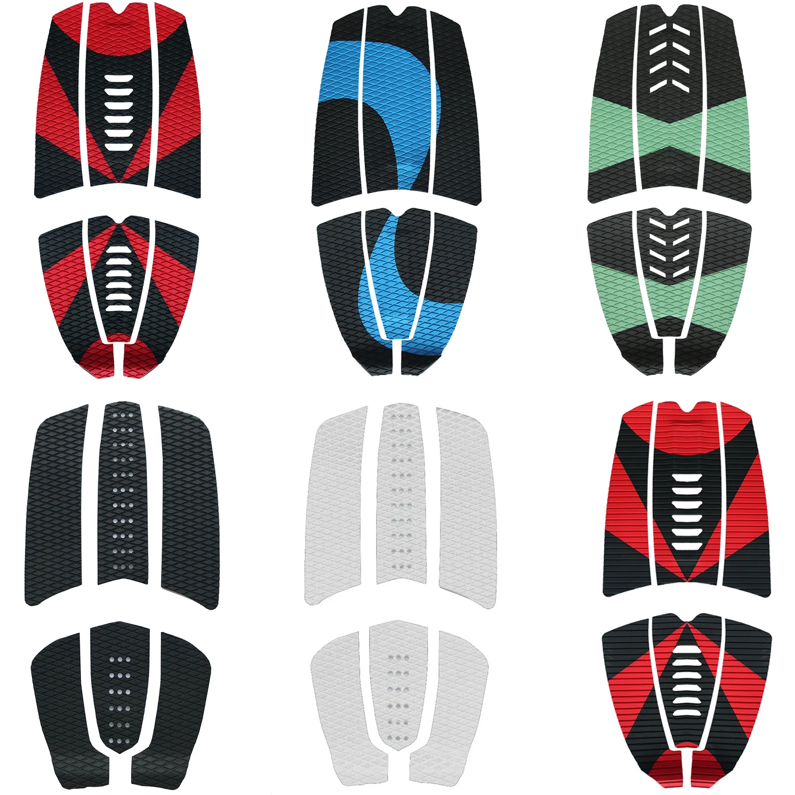 

6pc/set Colorful Surfboard Traction Pad Premium EVA Grip Surfboard Longboard Paddle 3M Strong Backing Adhesive Non-slip Foot Mat