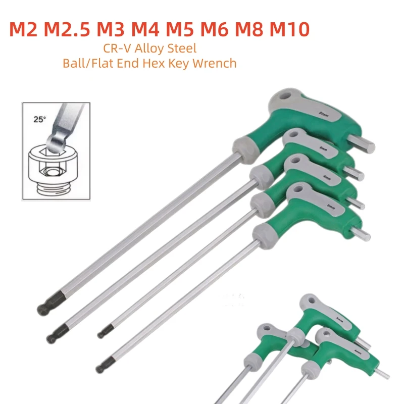 

1pcs Hex Key Wrench T Handle Inner Hexagon Wrench 2mm 2.5mm 3mm 4mm 5mm 6mm 8mm 10mm CR-V T-Handle Handle Allen Wrench Long Arm