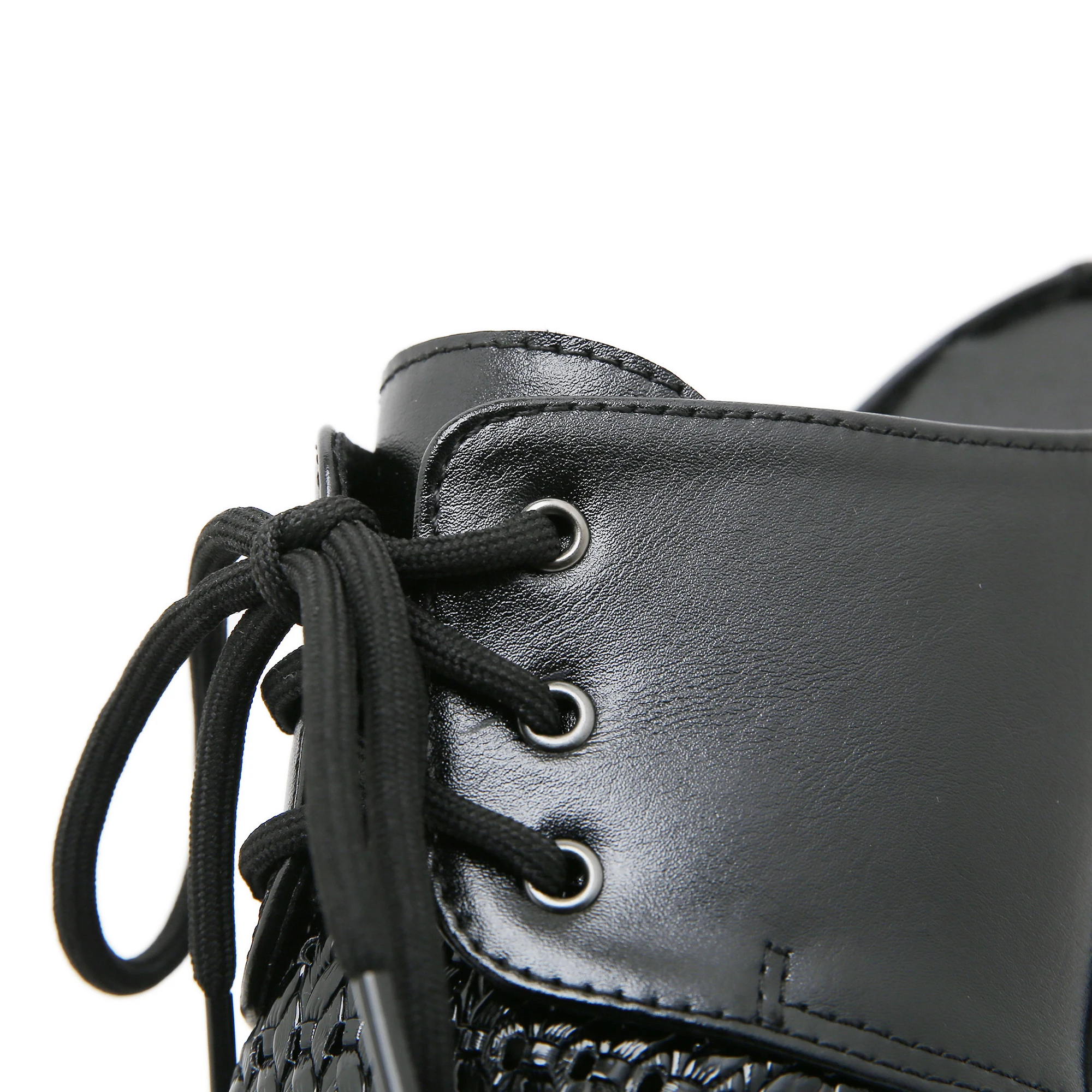 Gdgydh Damen Mules Schnür-Plateau-Sandalen für Frauen, klobiger Absatz, ausgehöhlte High-Heels-Schuhe, Keilabsatz, Sommer-Slingback-Schuh – Detail 8