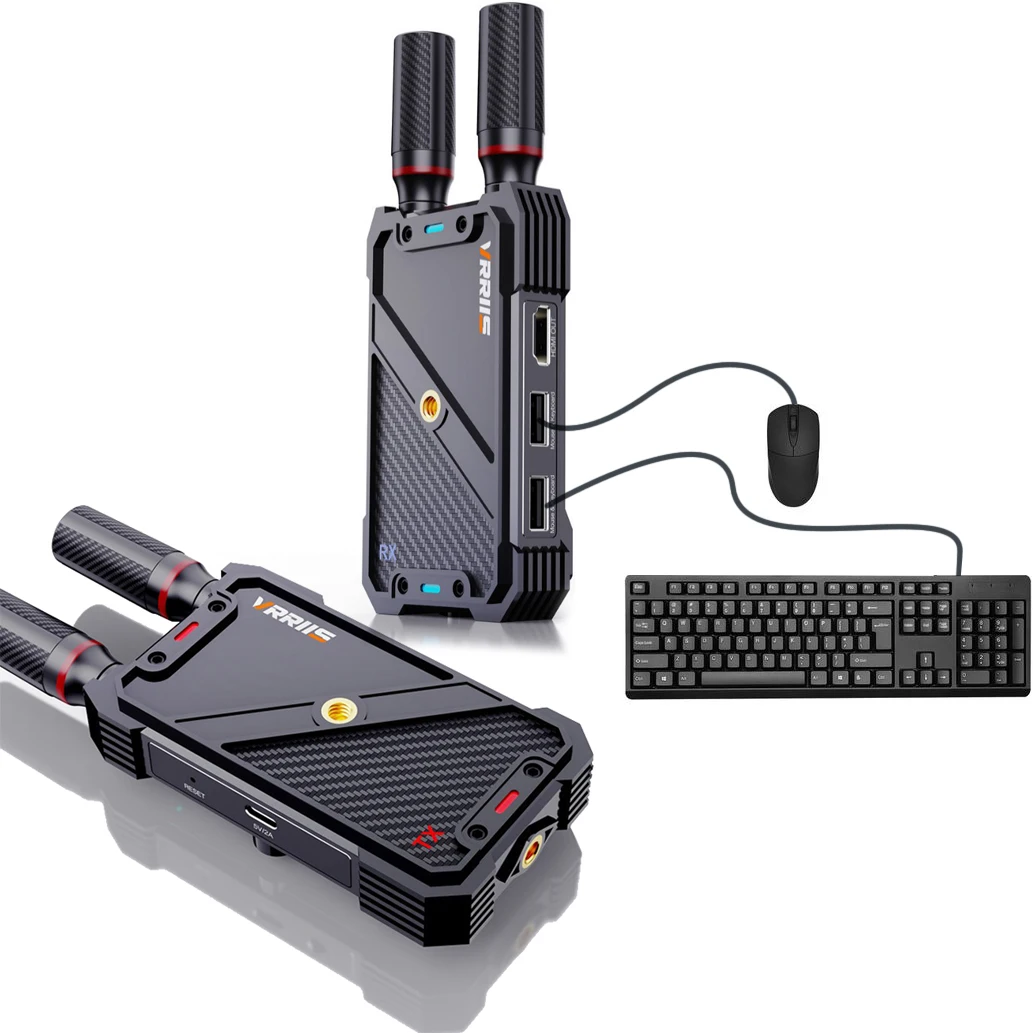 VRRIIS WL082K 400m 무선 HDMI KVM 연장기 비디오 송수신기, USB 키보드 마우스 카메라, 노트북 PC를 TV에 연결 지원