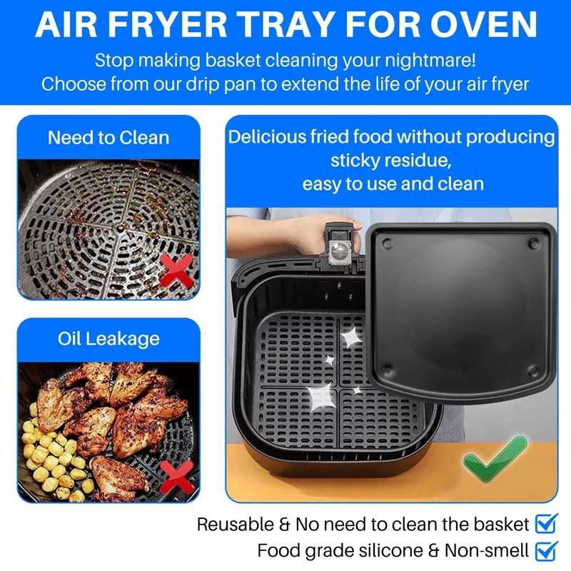 Air Fryer Drip Pan,2 Piece Nonstick Drip Pan,Oven Drip Pan,Air Fryer Replacement Parts,For Chefman Ultrean Aria Emeril CNIM Hot