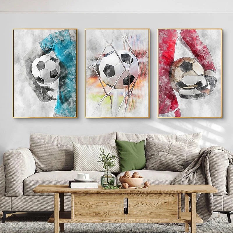 

Football Player Poster Nordic Soccer Boys Decorative Prints Paintings Canvas Wall Art Pictures Living Room Bedroom Decor Modern