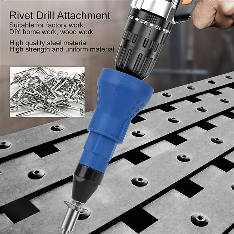 Electric Pull Rivet Nail Gun Adapter Portable Riveting Tool Cordless Drill Riveter Insert Nut For Blind Plate