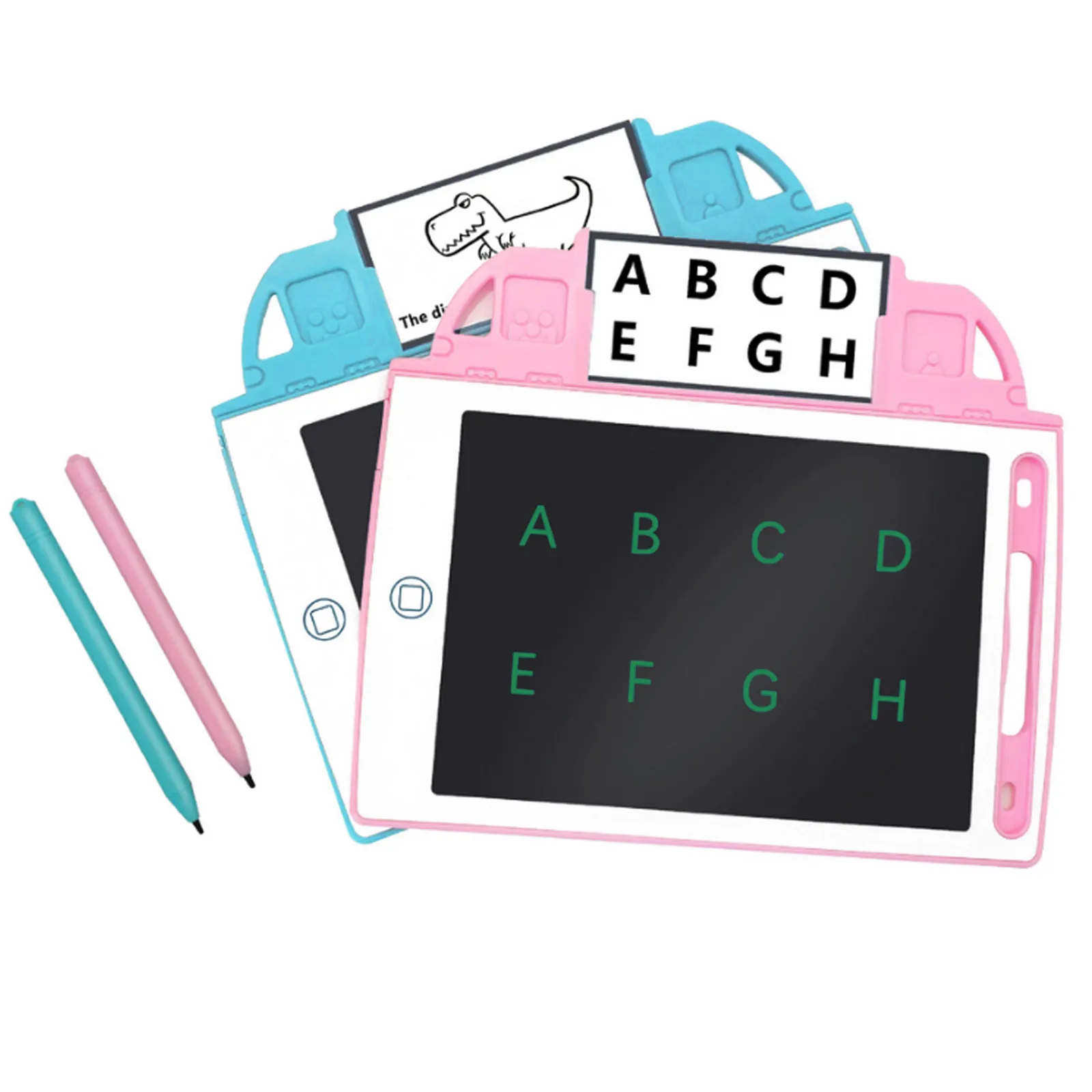 Tablet apagável de escrita LCD para crianças, placa eletrônica doodle, bloco de desenho com cartões de aprendizagem, brinquedos educativos, presentes para meninas