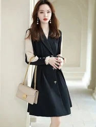 Formal Occasion Dresses for Women 2024 Splicing Mesh Blazer Woman Dress Mini Short Clothes Trendy Korean Style Xxl Loose Vintage