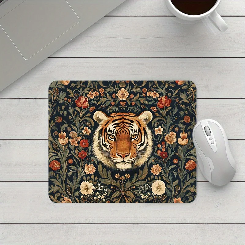 

Tiger and printed design mousepad anti-slip rubber washable smooth surface suitable for gamers and home as computer accessories