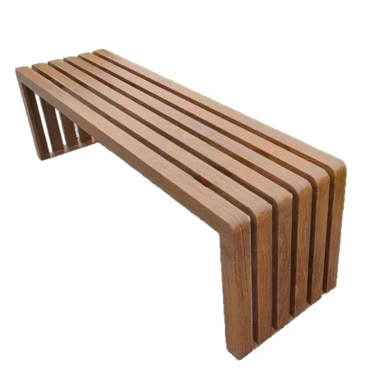 Park chair Outdoor courtyard bench Landscape strip stool Public rest stool Metal anticorrosive wood grain stool Shopping mall se