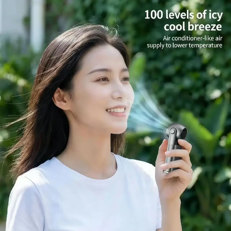

New USB Mini Fan Pocket Handheld Fan Neck Hanging & Desktop No-Leaf Fan for Travel & Office Desk Small Fan Work Comfort Cooling