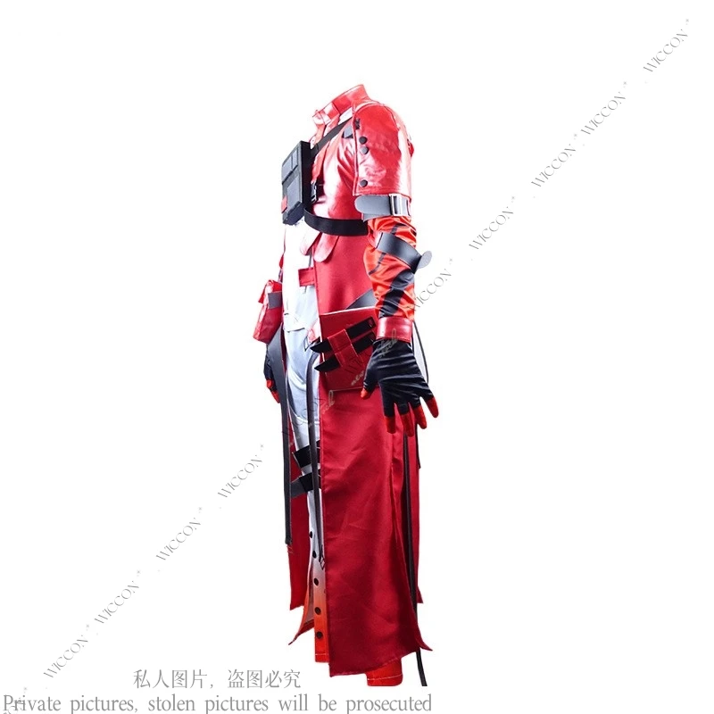 Costume de Cosplay du Jeu de Cicatrice Wuthering Waves, Uniforme Rouge de Carnaval d'Halloween, Accessoire de Noël, Perruque Blanche, Jeu de Roleplay, pour Homme et Femme