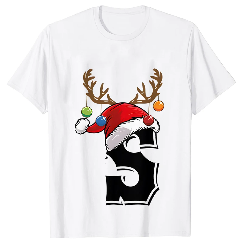 New 26 A~Z Christmas Alphabet T Shirt Women Casual Fashion T-shirt Short Sleeve Christmas Party Aesthetics White Tshirt Top