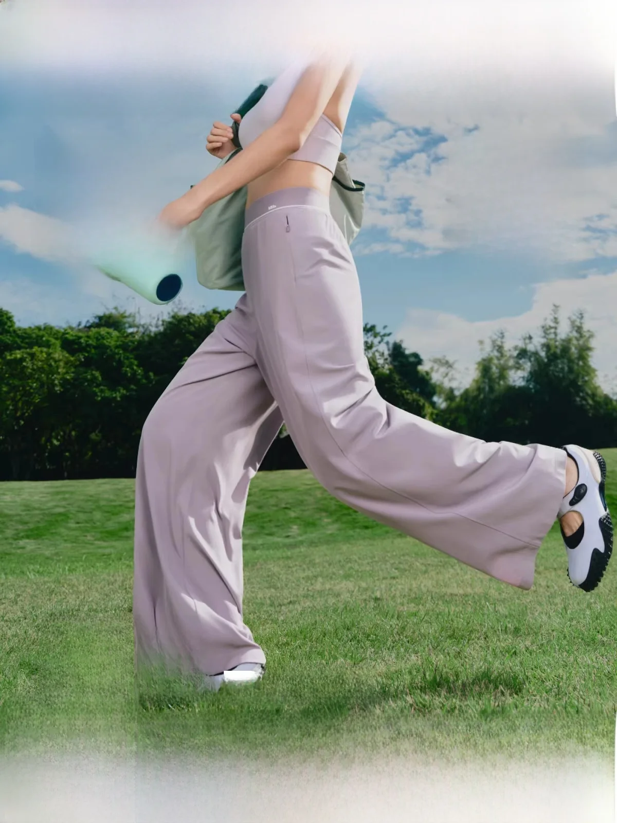 

High Waist Straight Leg Pants Women's Summer New Elastic Long Pants Qui Dry Loose Cool Commuting Slimming Sports Pants