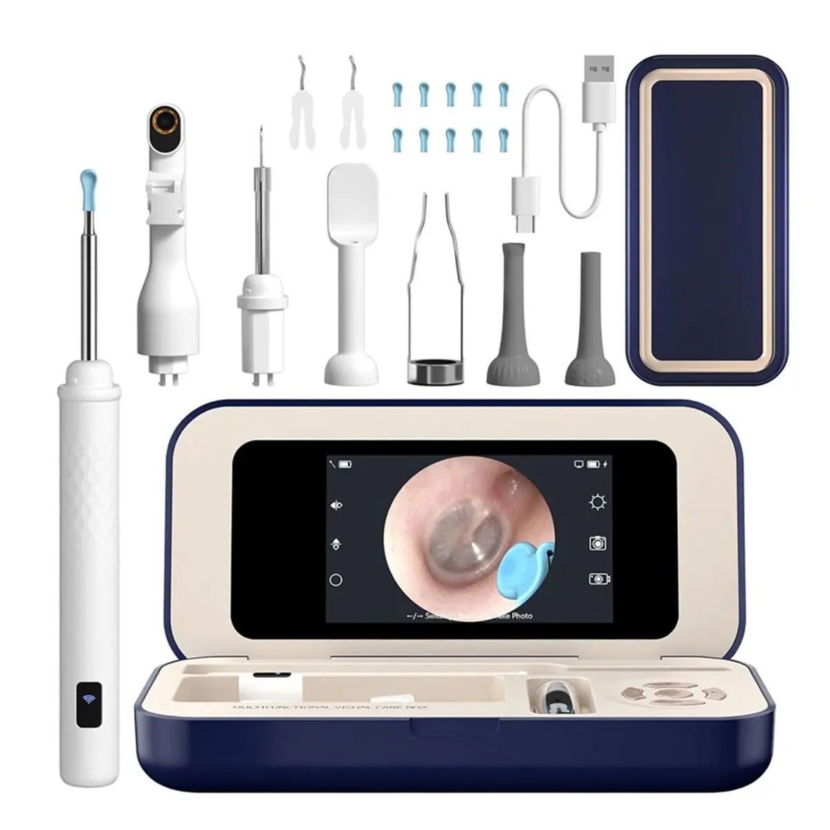 Workshop Gear Ear Cleaner with Camera, Wireless Ear Wax Removal Tool with Screen, Visual Ear Cleaner Kit with Tweezers