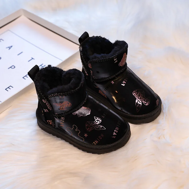 Children Shoes Luxury Designer Girls Boy Fashion Waterproof Upper Snow Boots Brand Baby Thick Plush Ankel High Warm Winter Boots view 4