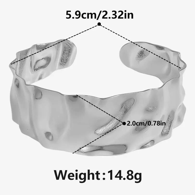 1/2 Stuks Roestvrijstalen Vrouwen Onregelmatige Getextureerde Open Manchet Armband Bamboe Bladeren Oor Van Tarwe Gehamerd Dikke Mannen Armband Sieraden