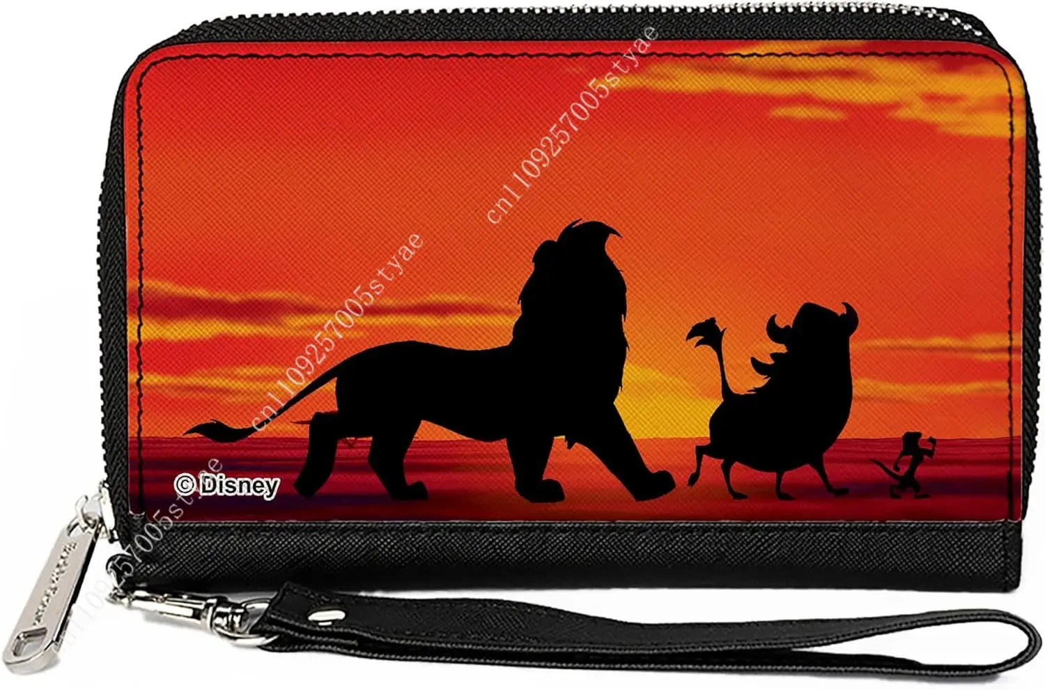 

Кошелек Disney с застежкой-молнией, с изображением Льва, Короля из Львиного мира, Хакуна Матата, Симба, Пумба, Тимон, силуэт на закате, из веганской кожи