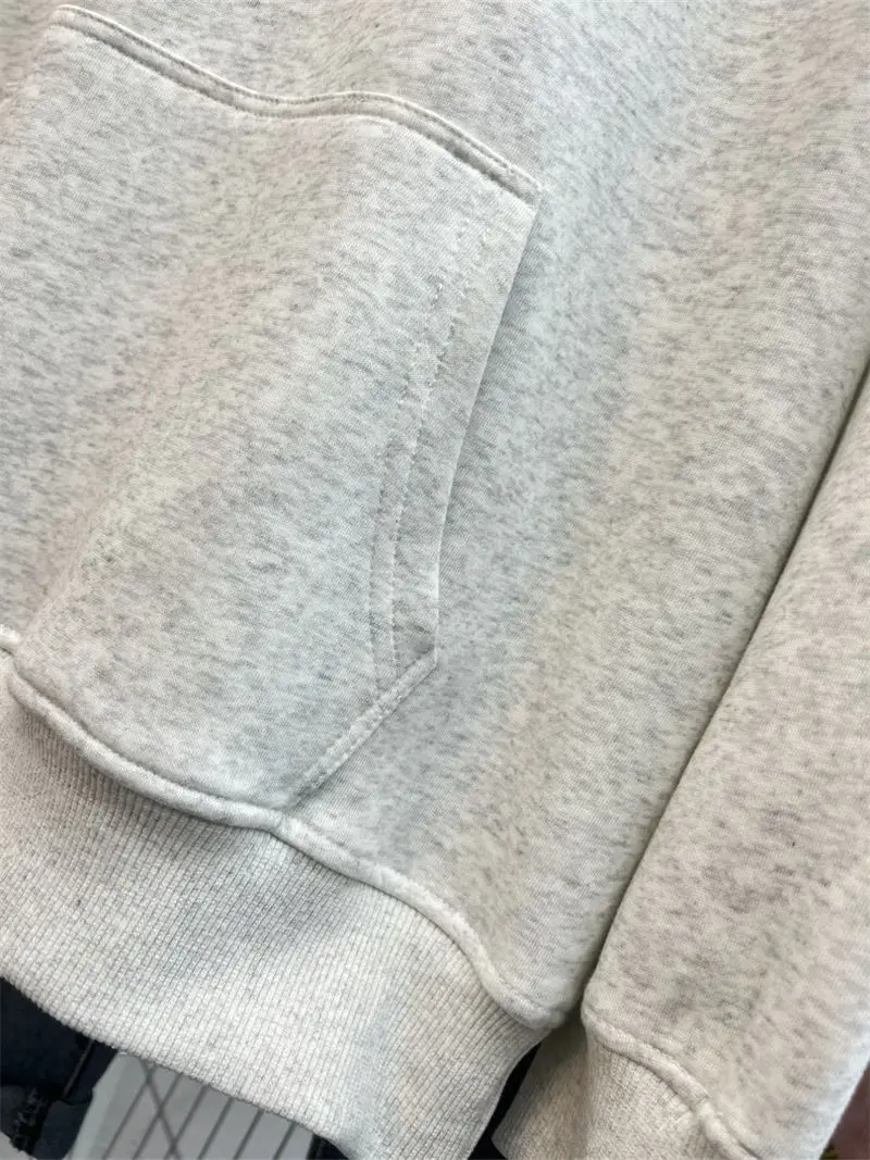 Floral Gray Men and Women Couple Hooded Hooded Velvet Thickened Sweatshirt Jacket Trendy