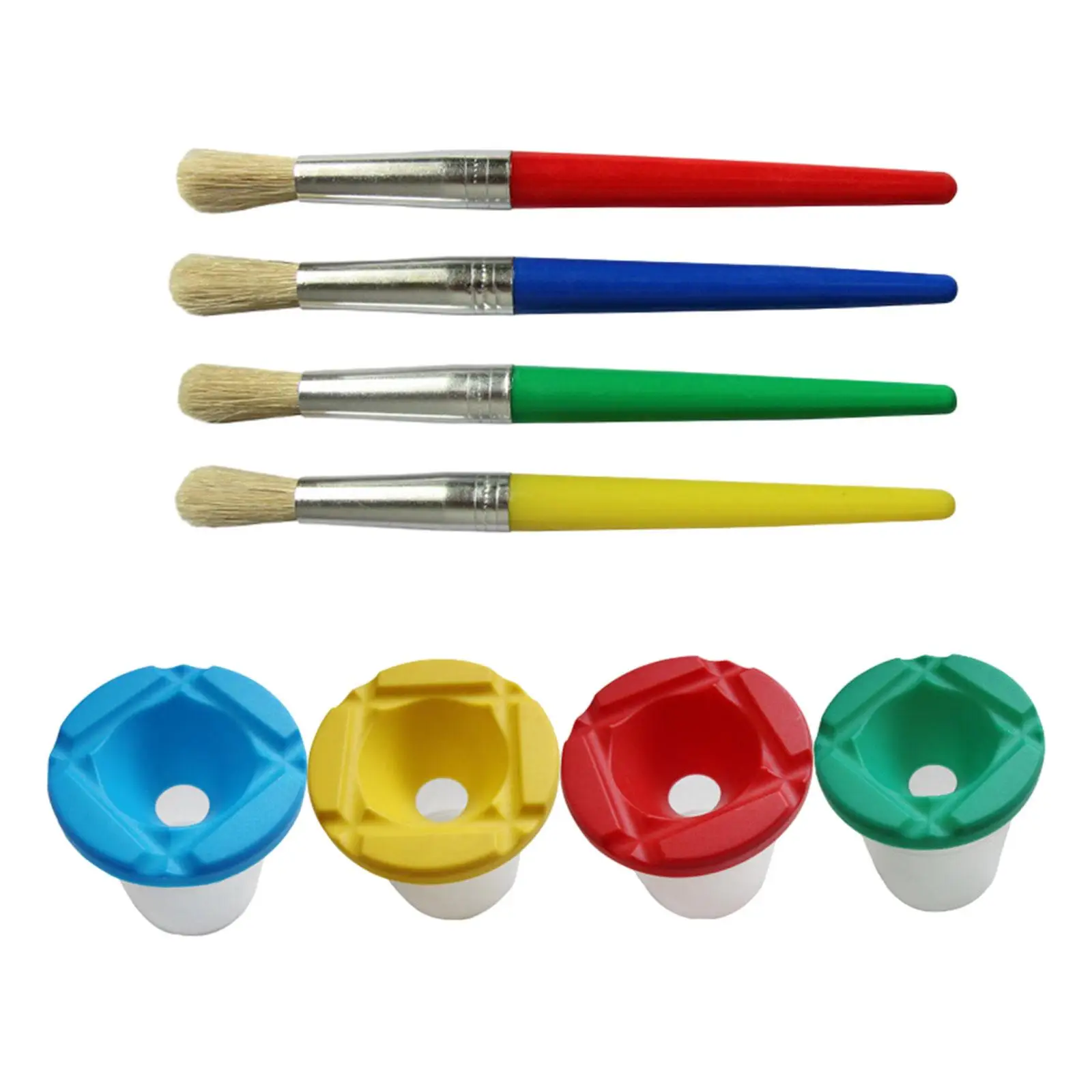 

4Pcs Paint Cups and Paint Brushes for Young Artist Children Gift