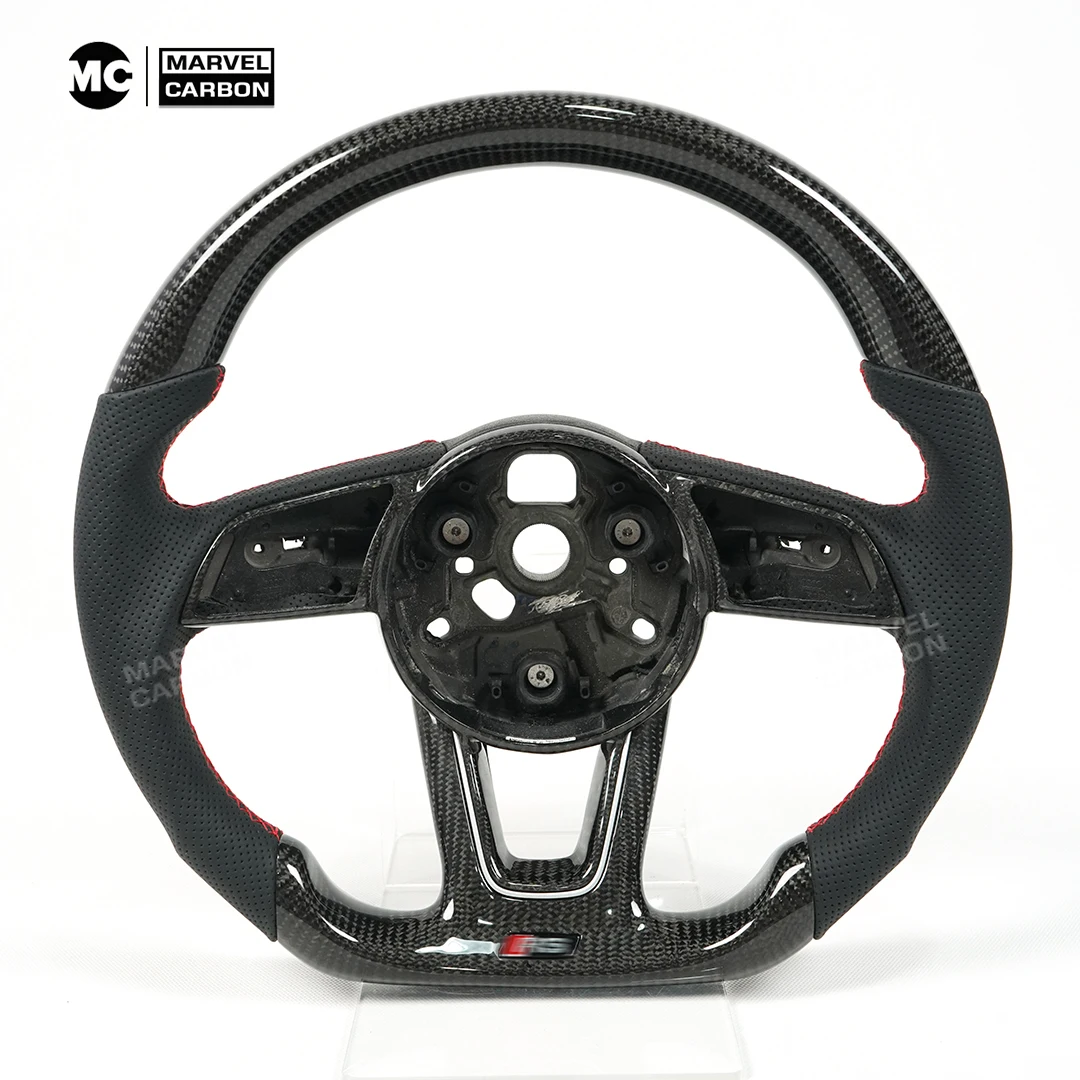 MC For Audi Carbon Fiber Steering Wheel Punched Leather Customized Steering Wheel