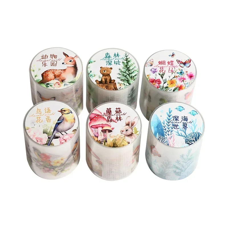 1Rol Pita Perekat Glitter Sekolah Hewan Peliharaan Perlengkapan Dunia Kecil Pita Bahan Stiker Dekorasi Buku Tempel 50Mm * 2M