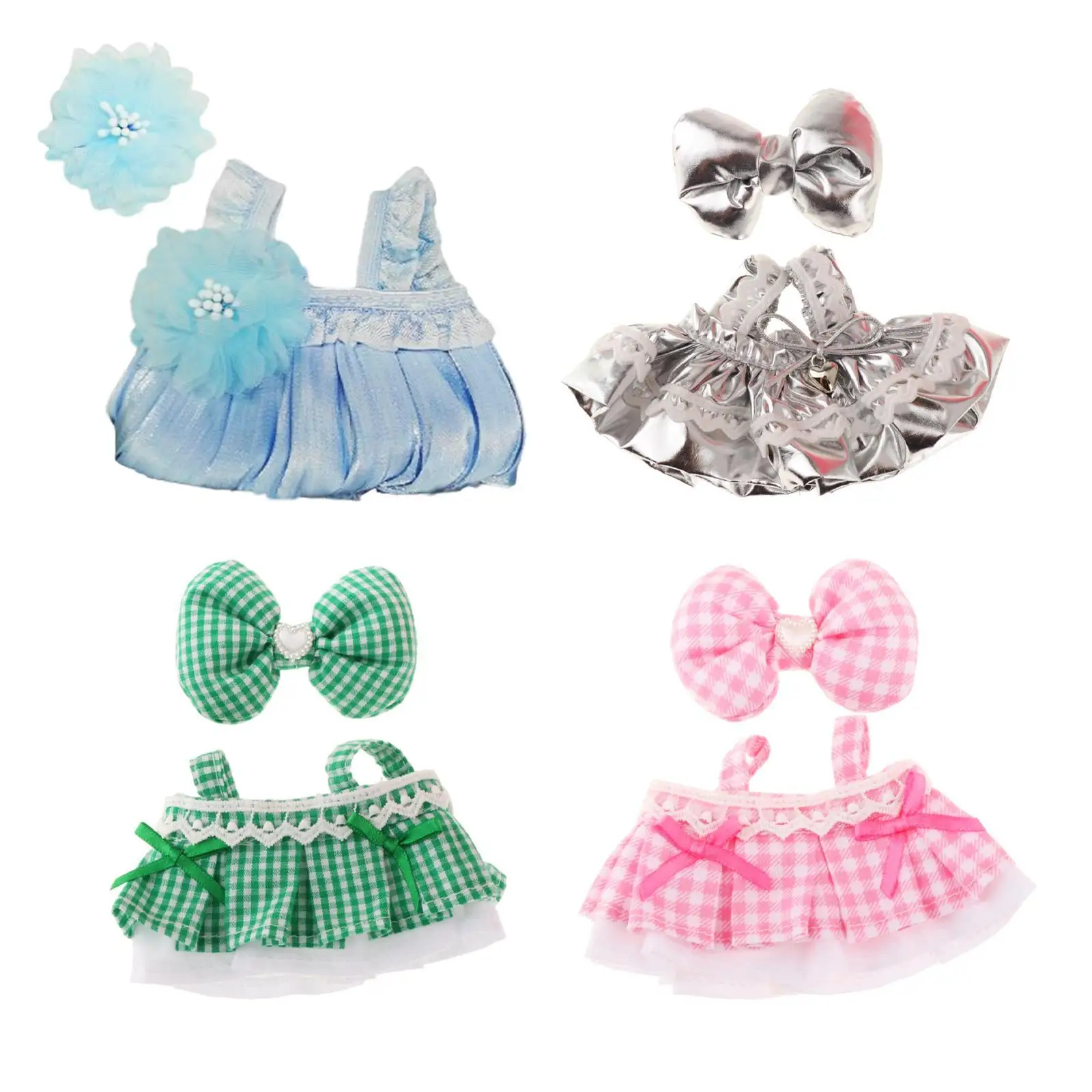 2x Fashion Dolls Dress and Hairpin Accessories Miniature Clothes for 15-17cm Dolls Dress up Halloween Gifts Thanksgiving Gifts