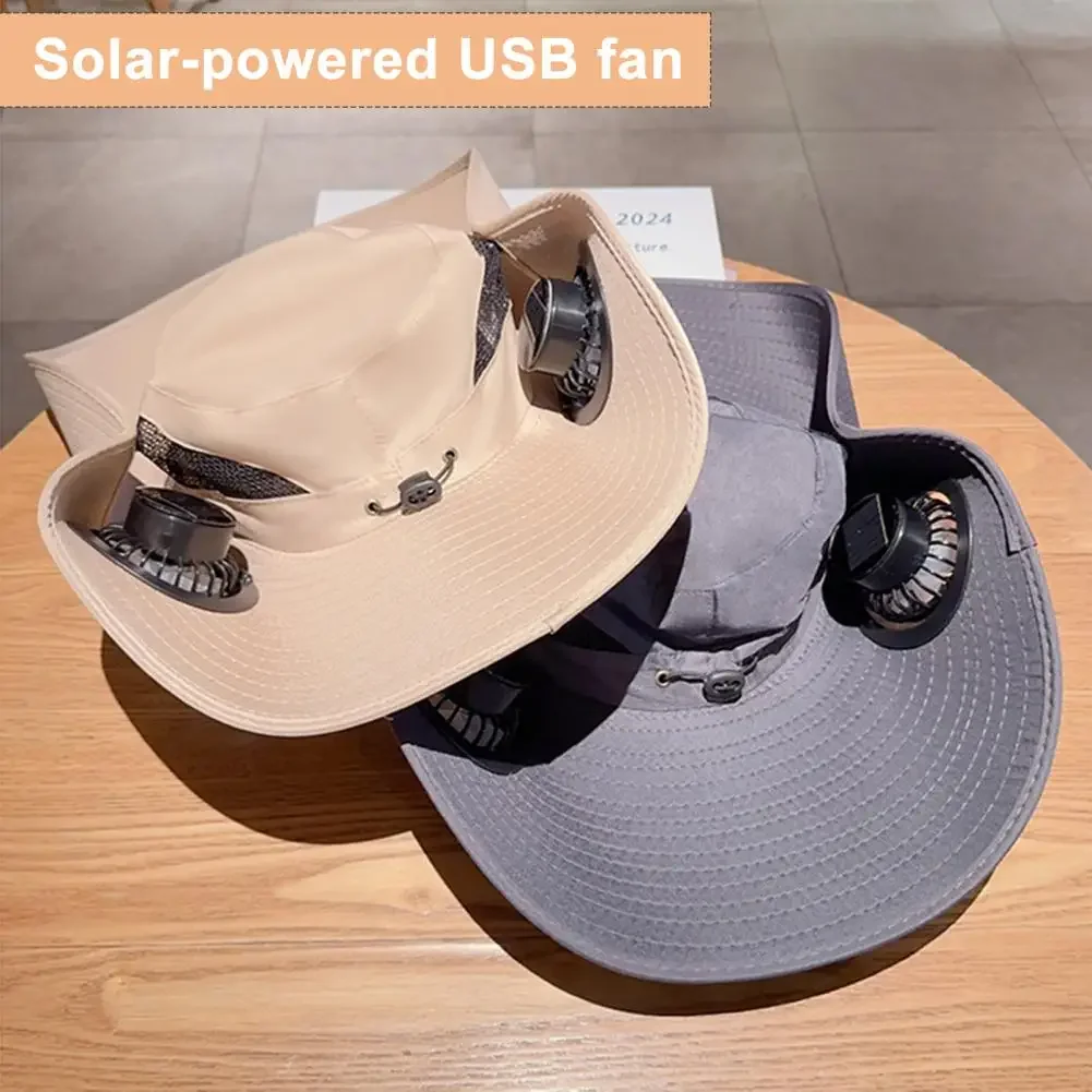 

Solar Fan Cap with Wide Brim Usb Charging Breathable Fabric Hat with Fan for Outdoor Activities Unisex for Fishing Hiking supply