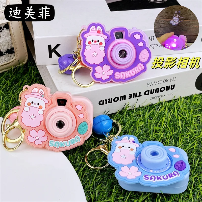 New Camera Projection Keychain Cartoon Luminous Small Pendant Cute Crane Machine Gift