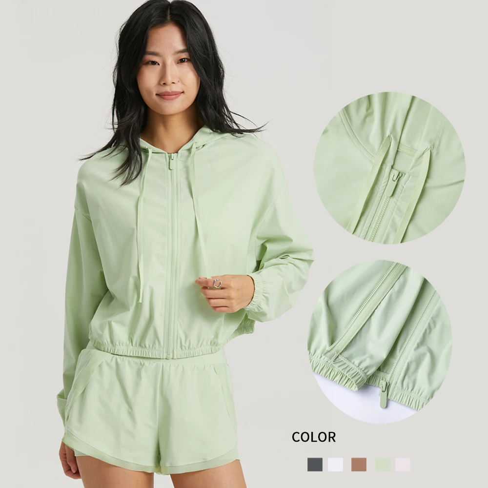 Vnazvnasi Summer Style Sun-proof Sports Jacket Long Sleeve With Hat Causal Wear Skin Friendly Breathe Freely Women Tops