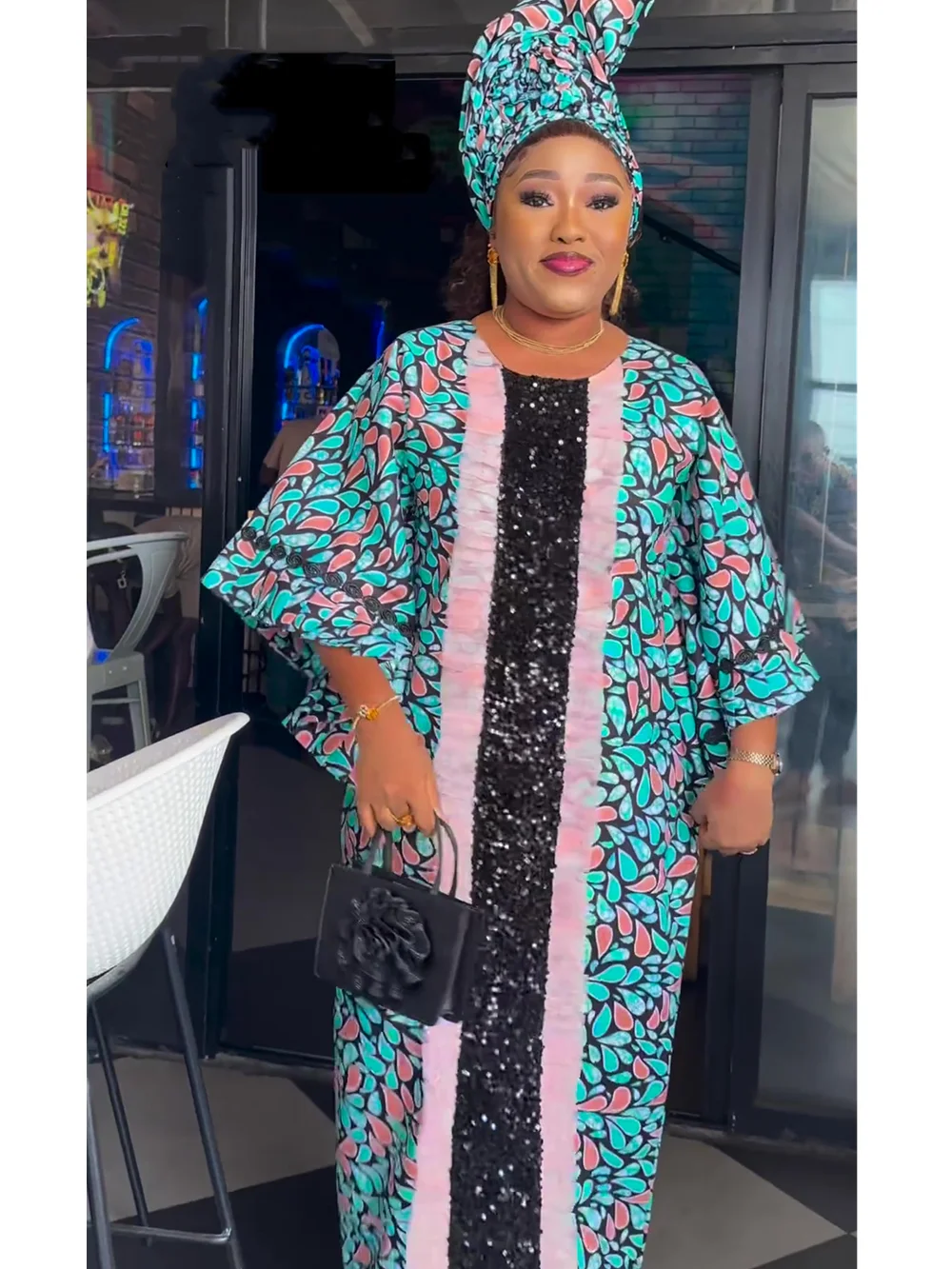 African Dresses for Women Plus Size Africa Clothes Dashiki Ankara Sequin Outfit Gown Kaftan Muslim Wedding Party Long Maxi Dress