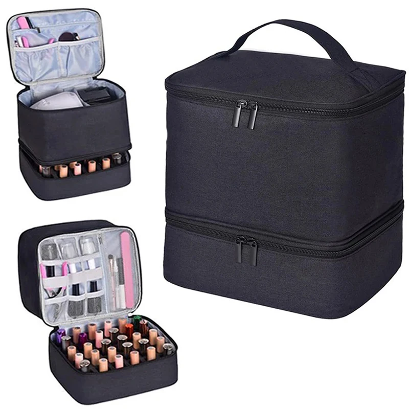 Multifunctional 30 Grid Nail Polish Storage Box Portable Essential Oil Cosmetic Bag Nail Care Tool Travel Organizer Carry Case