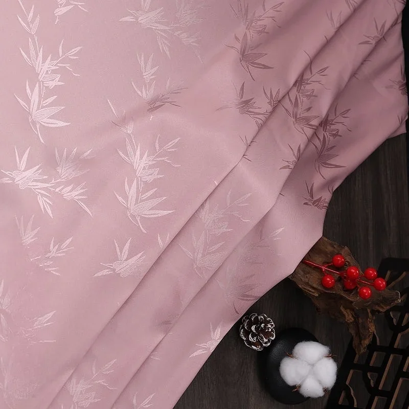 Bamboo Leaf Jacquard Satin Fabric Soft Shiny Material for Elegant Style Long Dresses Gowns and Custom Clothing Garment Fabrics