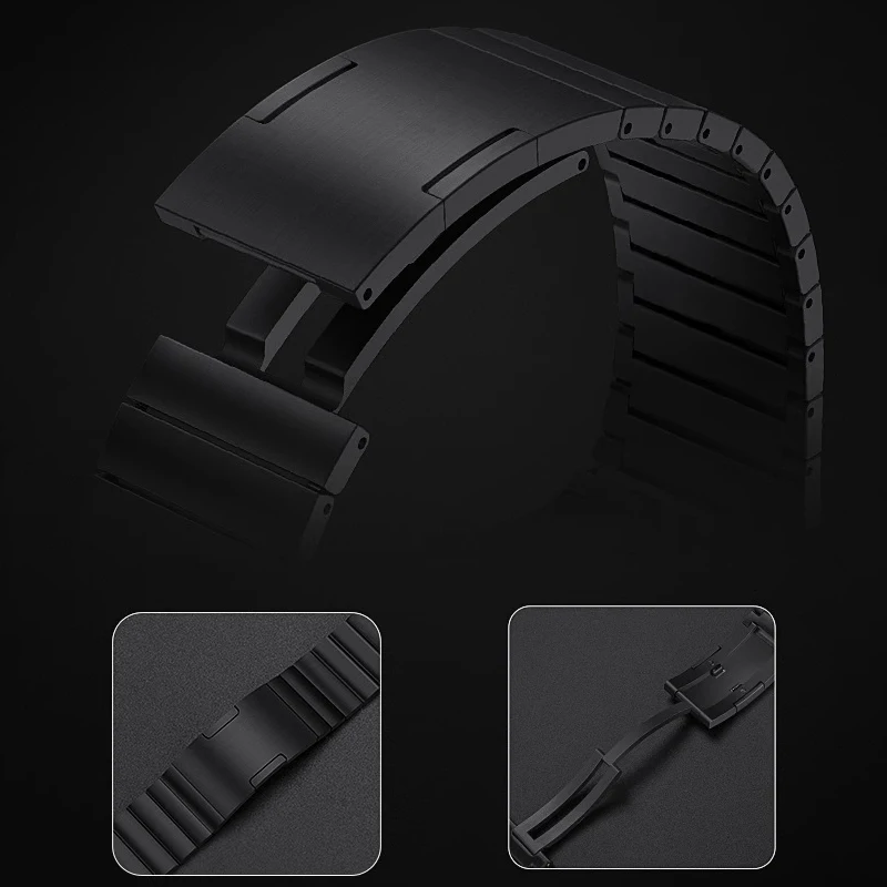 AKGLEADER Titanium Metal Band For Samsung Galaxy Watch 6 Classic 47mm/5 Pro 45mm/4 44mm 40mm No Gaps Link Bracelet Strap