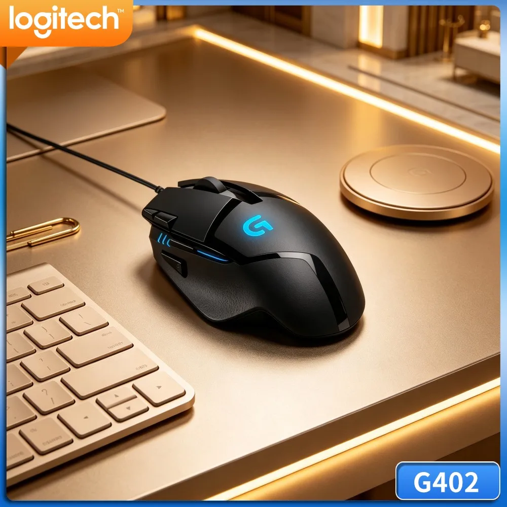 Logitech G402 Hyperion Fury USB Gaming Mouse Anti‑Slip Side Rubber 32‑Bit ARM Chip For Laptop PC Environment