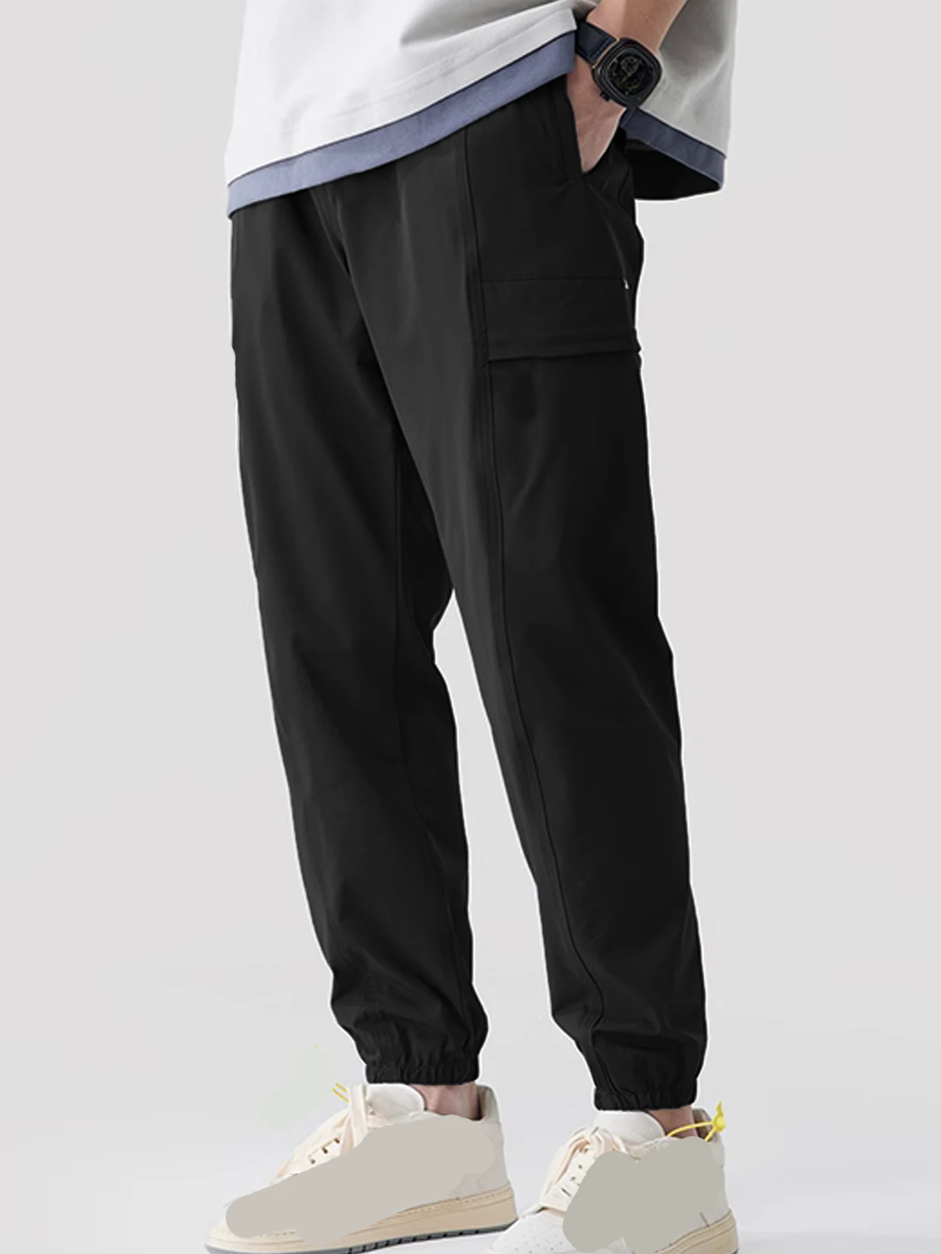 Men's spring and summer sweatpants, loose hanging pants, men's sports and casual pants, straight leg