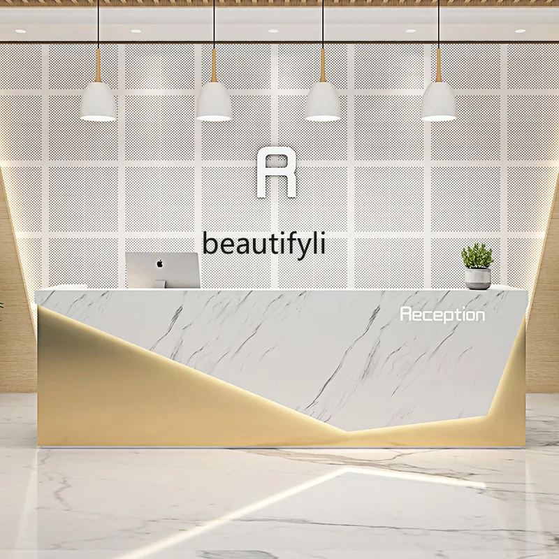 Imitation Marble Clothing Store Cashier Simple and Light Luxury Beauty Salon Reception Desk Creative Milk Tea Shop Bar Counter