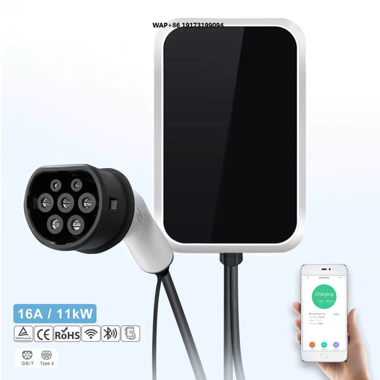 

Zencar WA 11kW EV Charger Station Smart Wallbox 16A 380V AC with Wifi & OCPP App Control Type 2 Tethered Cable for Car Charging