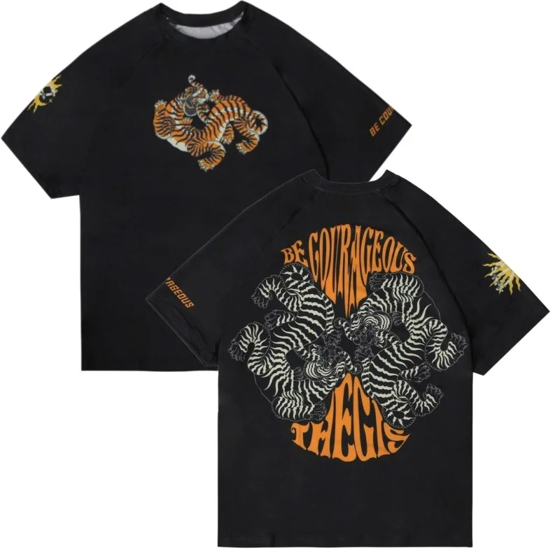 2026 New American Retro Tiger-Stripe Combat Shirt – Stylish Colorway Unisex Quick-Drying & Breathable – Sports Training T-Shirt