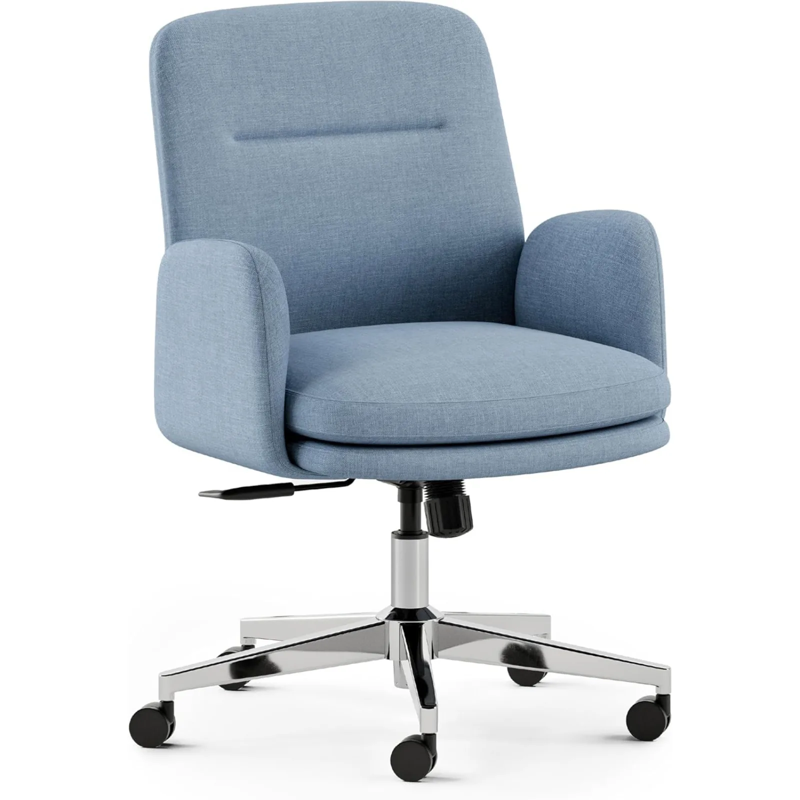 US  Softside Mid Century Modern Office Chair, Fabric - Removable Arms & High Back Design with Luxury Cloud-Like